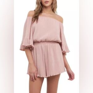 Free The Roses Texture Knit Romper in dusty pink Medium